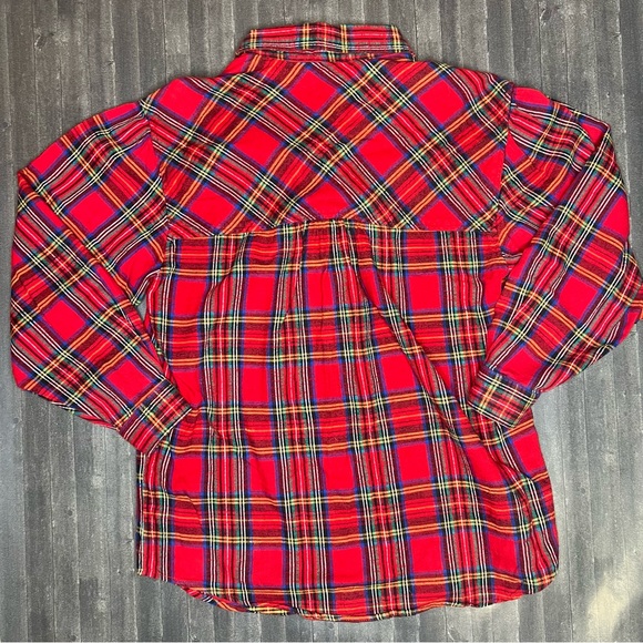 CM Company Vintage Button Down Red Flannel Plaid Long Sleeve Top - Picture 3 of 8